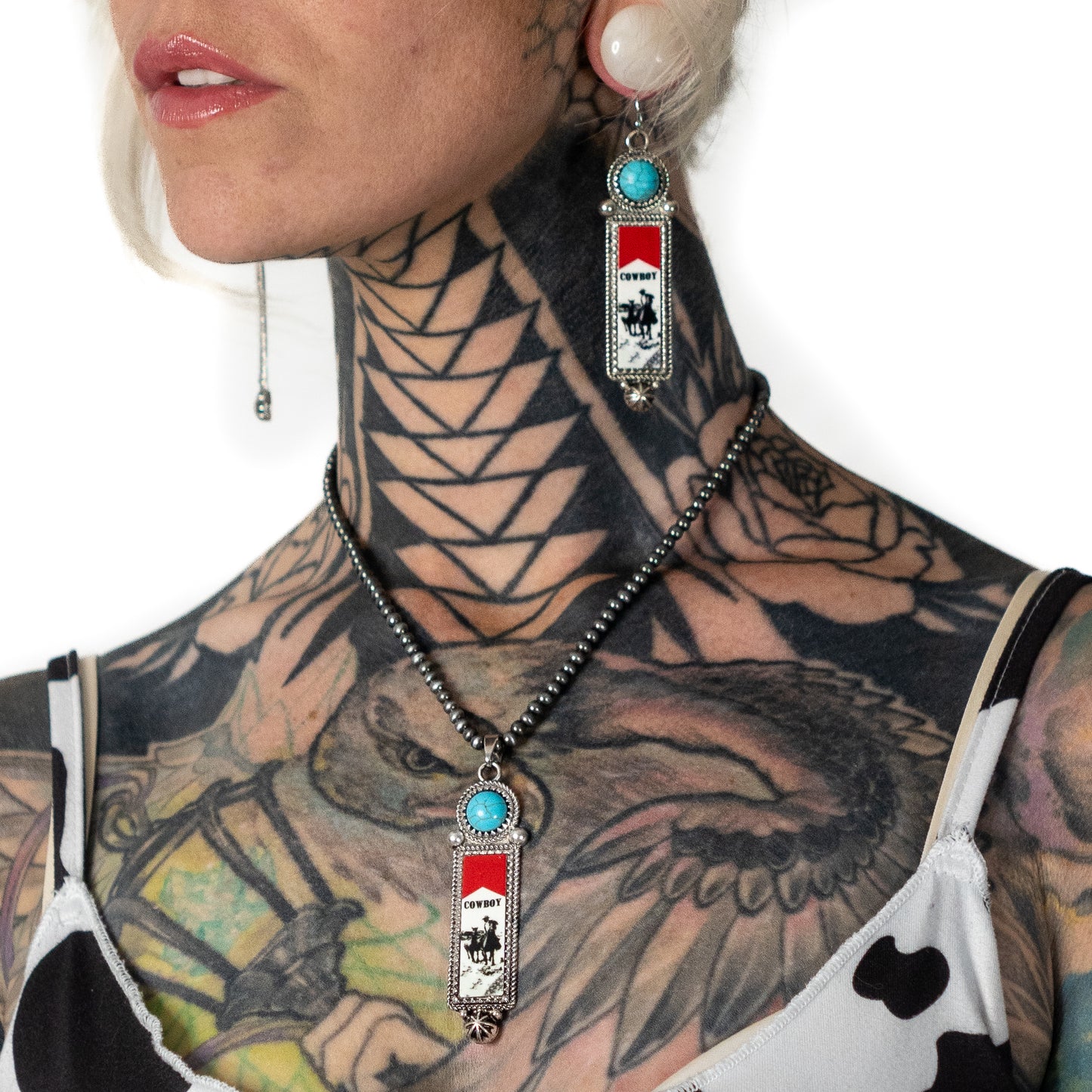 Cowboy Cigarette Reds Earrings + Necklace