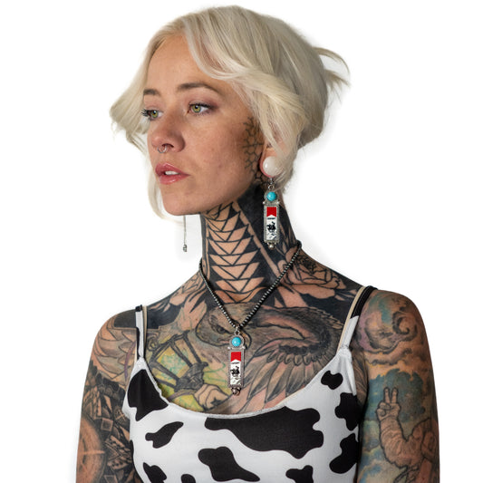 Cowboy Cigarette Reds Earrings + Necklace
